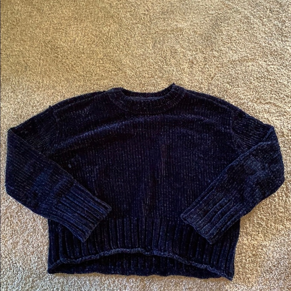 Cropped distressed sweater